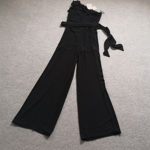Twenty Easy by Kaos Ruffled One Shoulder Jumpsuit Wide Leg Tall Long